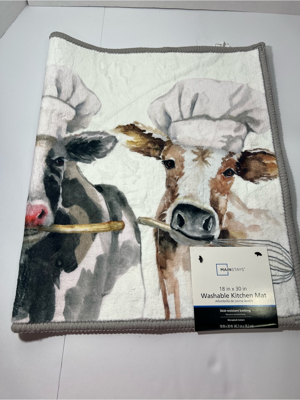 Mainstays Cow Chef Kitchen Mat - White, Brown, Black, Gray